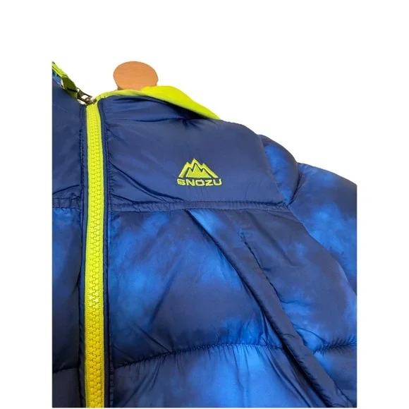 NEW! BOYS SNOZU HOODIE JACKET INNER FLEECE AND KNIT BEANIE BLUE,GREEN SIZE 6 - Picture 3 of 13